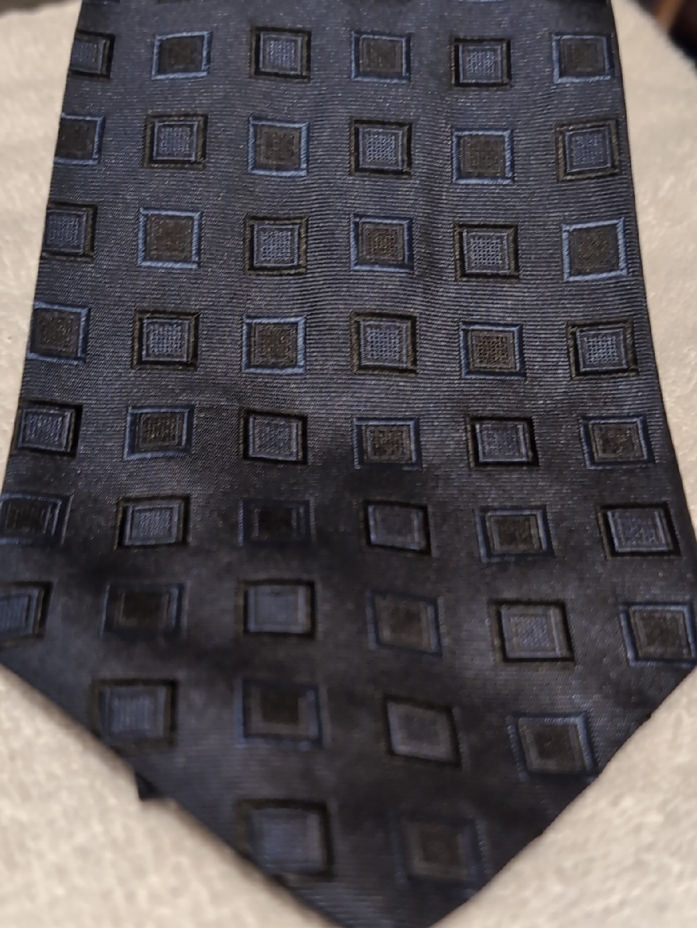 Hugo Boss Dark Nacy Tie with Textured Square Pattern